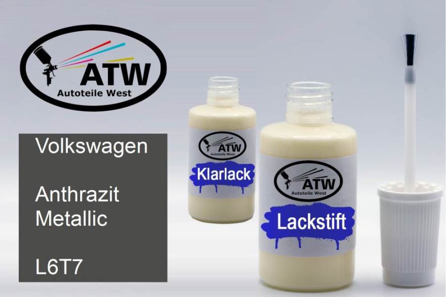 Volkswagen, Anthrazit Metallic, L6T7: 20ml Lackstift + 20ml Klarlack - Set, von ATW Autoteile West.